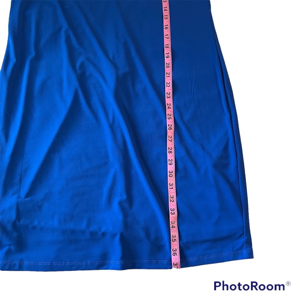 Calvin Klein Women blue sheath midi dress bell sleeve back zip Sz Large - Picture 12 of 15